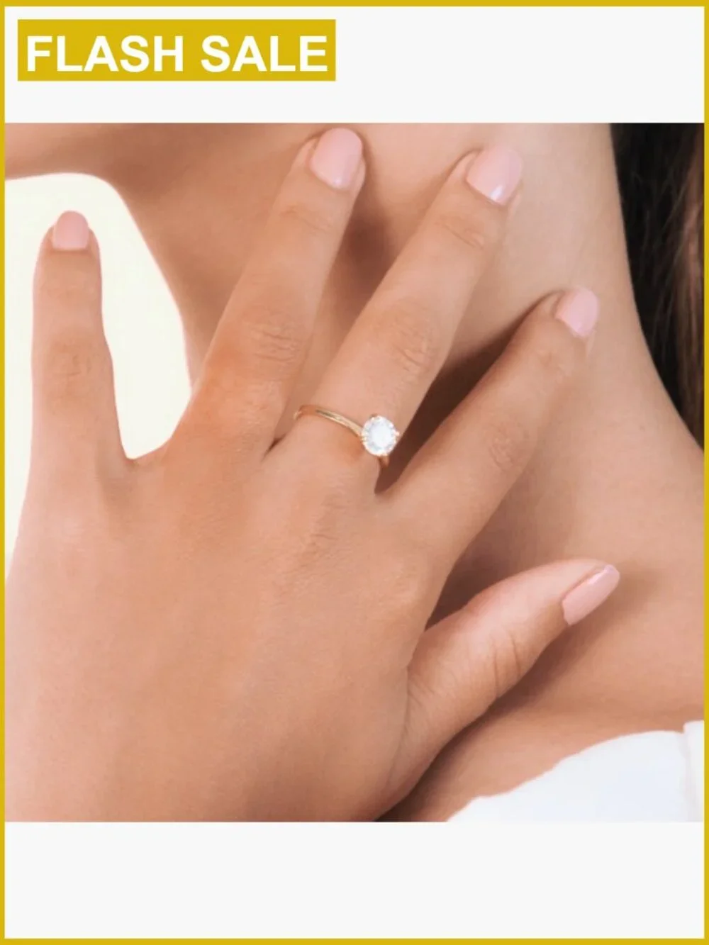1.5 CT Round Solitaire Moissanite Engagement Ring 14K Gold Plated Cubic Zirconia